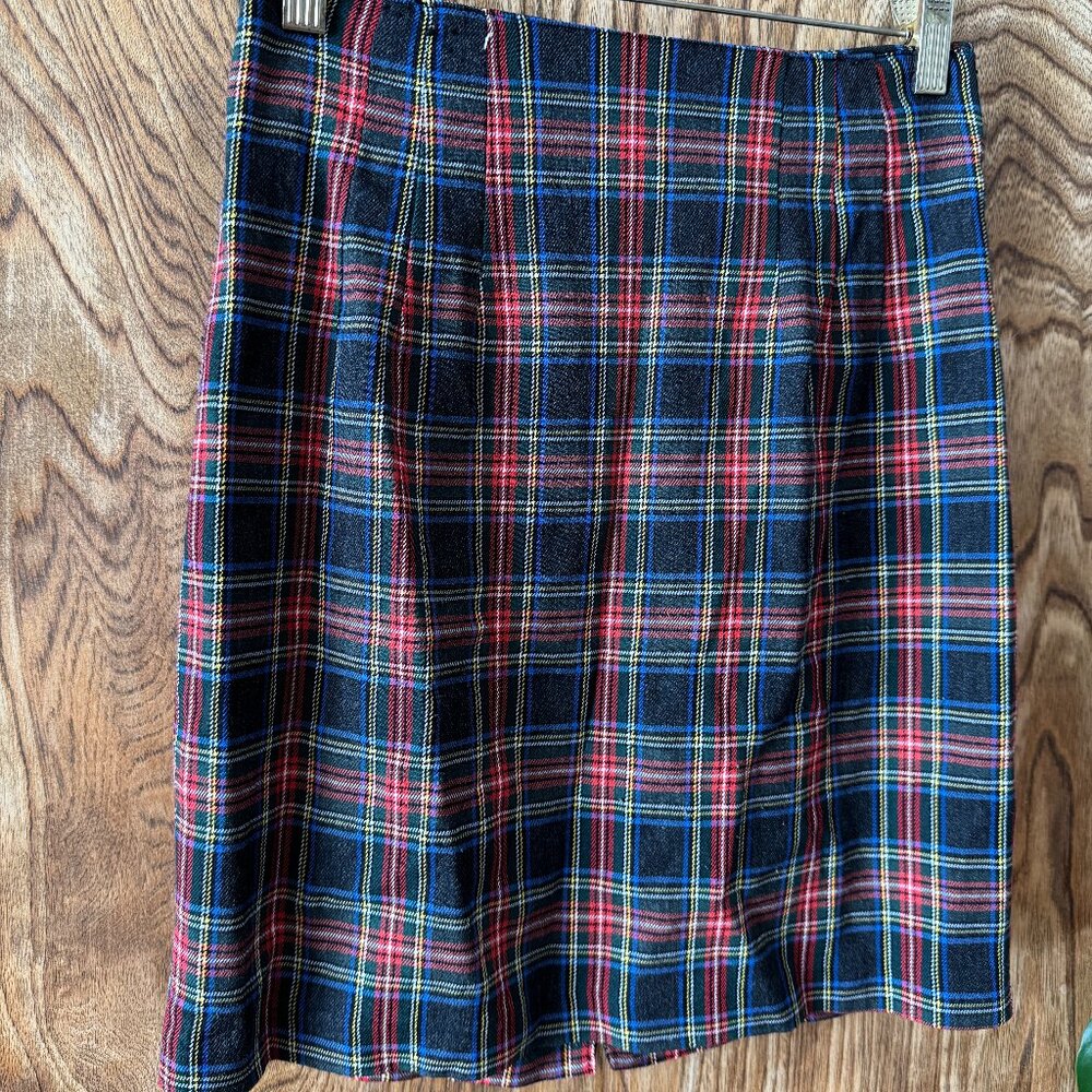 Vintage Plaid Fitted Mini Skirt, Womens Size 5/6